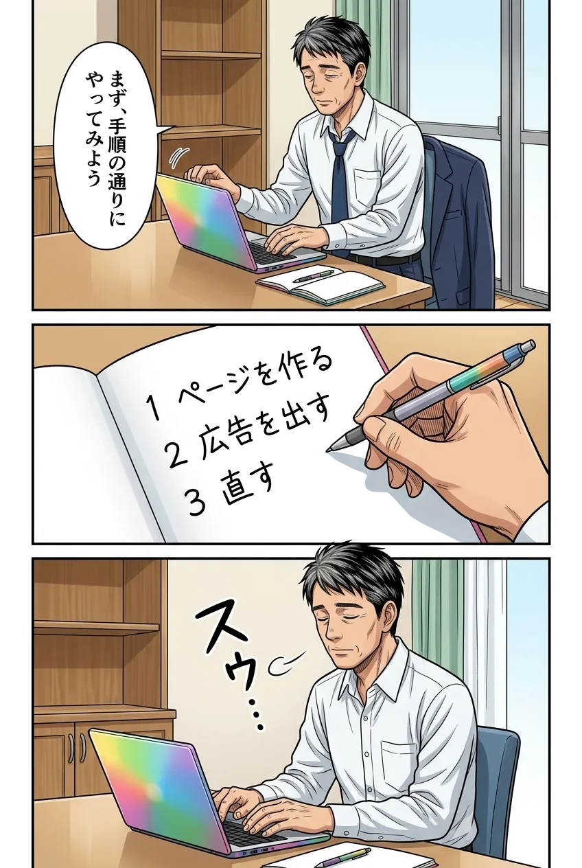 10ページ：帰宅してノートに手順を書き出し、最初の一歩を踏み出す